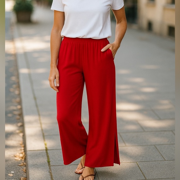 Zara Pants - Zara Red Wide-Leg Pants